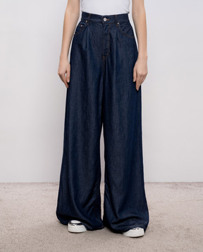 Dondup Maggie blue denim palazzos with patch DP853DF0266DMC4