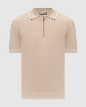 Canali Beige polo shirt with zipper MK02460C1165