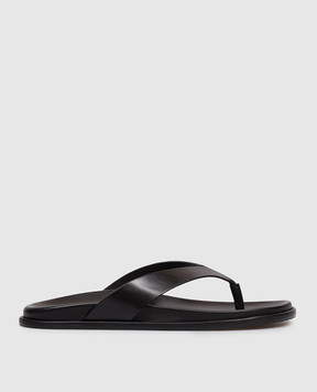 Stuart Weitzman Black leather flip-flops MARYKATE SN616