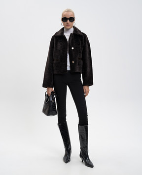 Babe Pay Pls Brown cropped sheepskin coat 2527SETA