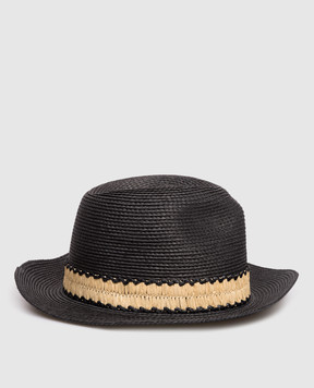 Twinset Black woven hat with logo 261TA4060