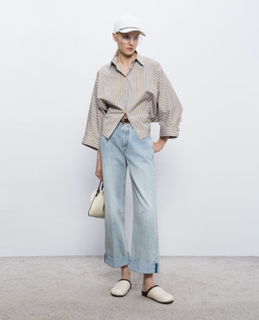 Brunello Cucinelli Beige striped shirt MH749MX716