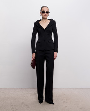 Alexander McQueen Black wool jacket with open shoulders 865434QJAAC