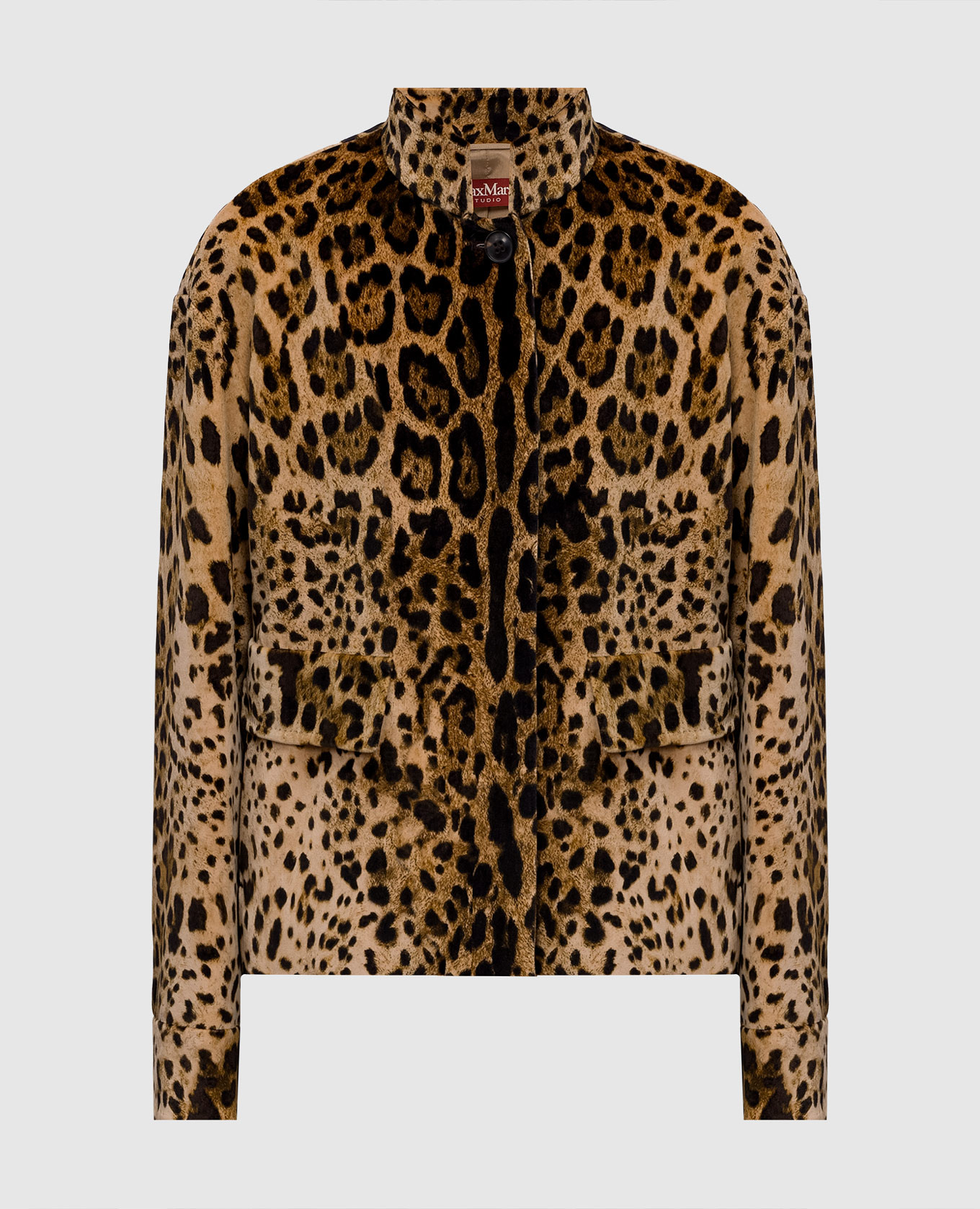 Brown velvet jacket in leopard print