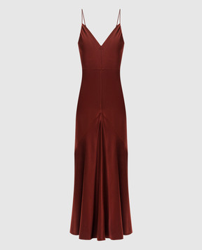 Gabriela Hearst Brigita brown silk midi dress 1254148S096