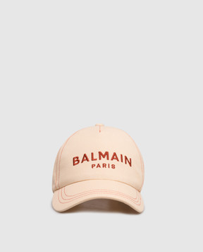 Balmain Beige cap with logo embroidery GF0XA015CB24