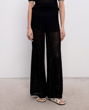 Agnona Black openwork flared pants K7110307C080P