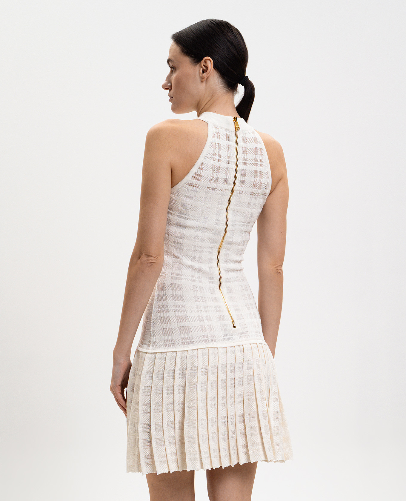 White mini dress with pleating Balmain 4