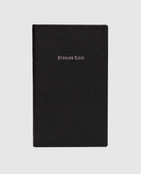 Stefano Ricci Black leather notebook with textured logo PA2SRPVTD