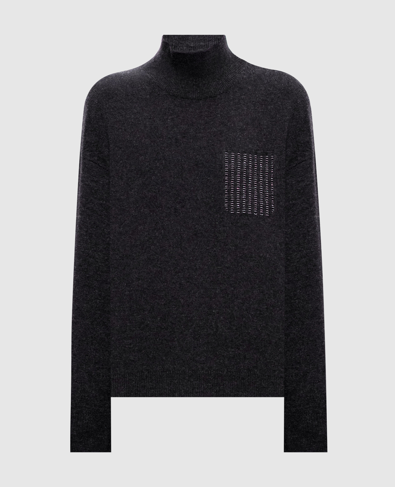 Gray wool, silk and cashmere sweater