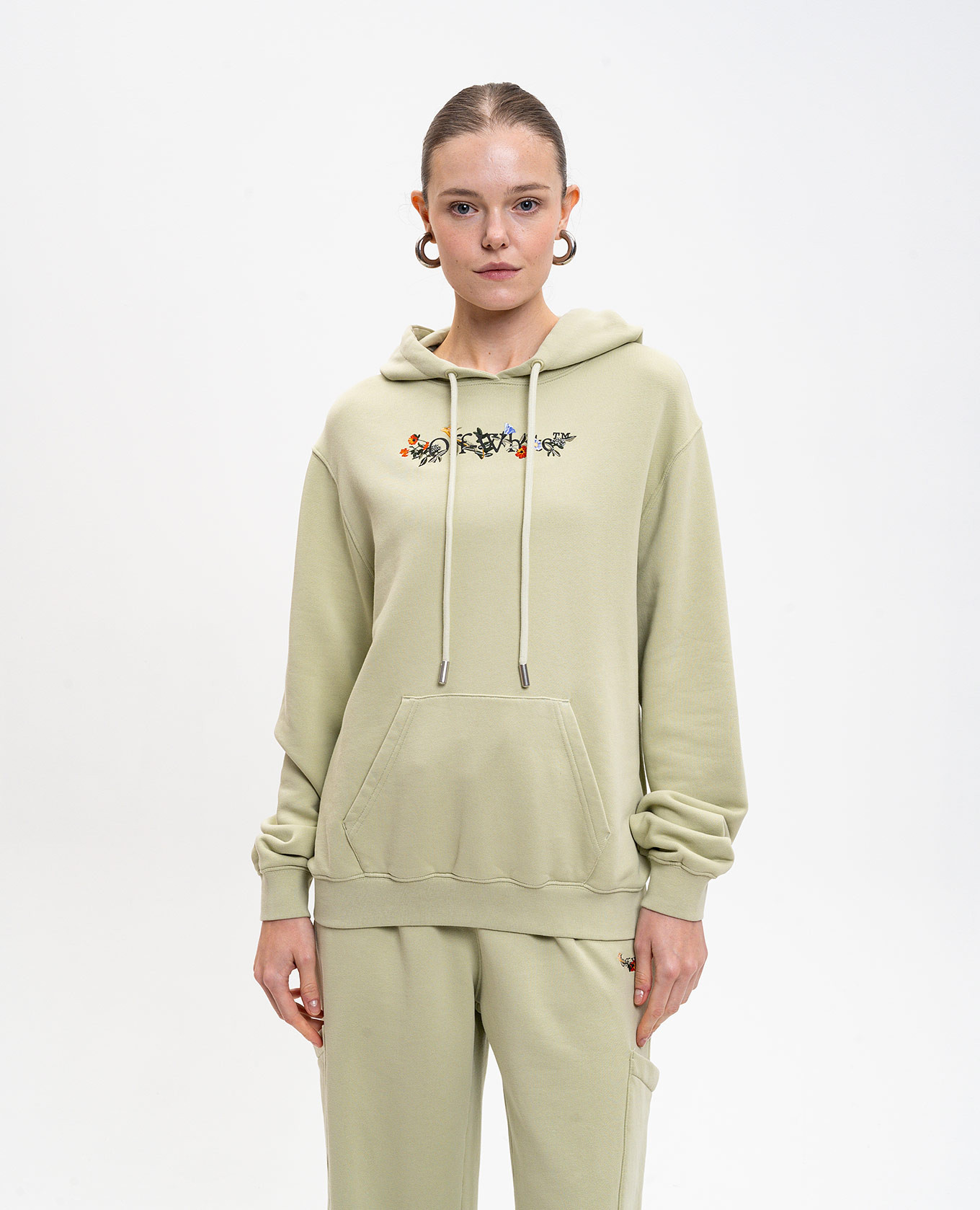 

Green hoodie with floral logo print Off-White