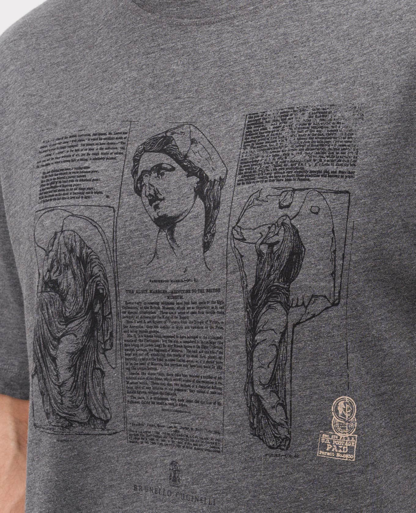Gray T-shirt with print Brunello Cucinelli 5