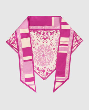 Twinset Pink silk bactus with floral print 261TO5150