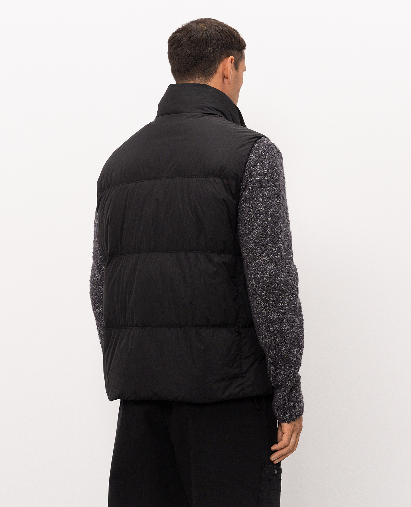 Black down vest with logo patch Stone Island 4