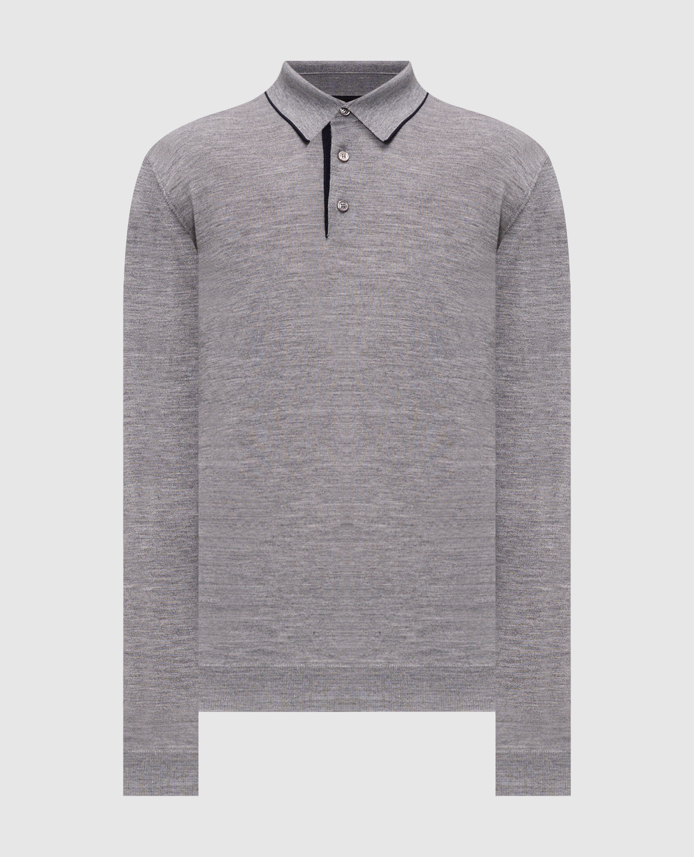 Grey melange wool, cashmere and silk polo shirt