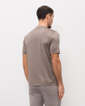 Enrico Mandelli Brown T-shirt with logo patch 3K052A5677