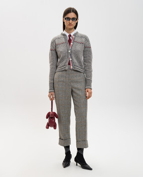Thom Browne Grey wool cardigan with jacquard pattern FKC677AY1506