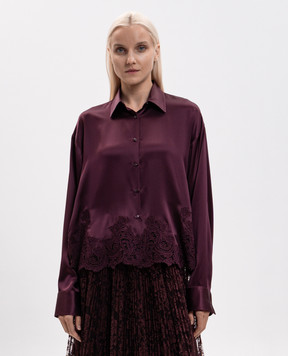 Ermanno Scervino Burgundy silk blouse with lace D492K396APNXE