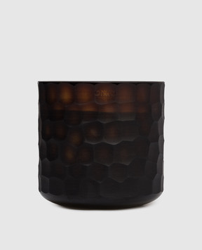 Onno Circle Amber S candle with Safari scent in a glass candle holder ON221SF