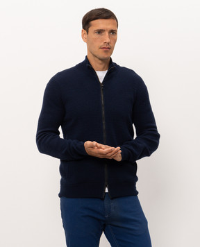 Canali Blue wool and cashmere cardigan MK02547C1238