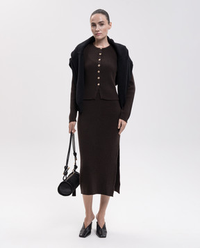 Allude Brown wool and cashmere cardigan 26517080