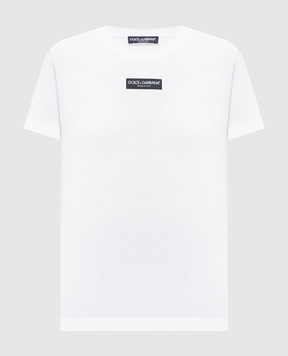 Dolce&Gabbana White T-shirt with logo patch F8N08TGDDYH