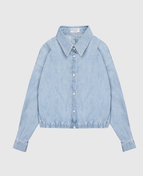 Brunello Cucinelli Children's blue shirt with a monil chain BH192C865B