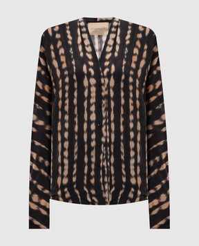 Momoni Black blouse with contrasting print MOSH05106MO