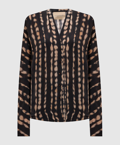 Black blouse with contrasting print