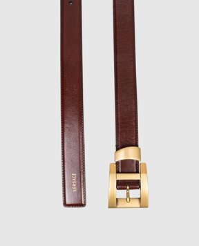 Versace Brown glossy leather belt with logo print 10237351A17848