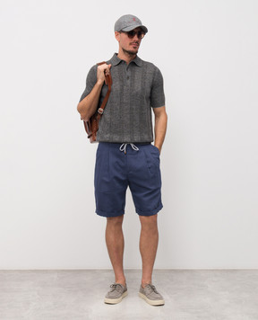 Brunello Cucinelli Grey polo with linen M2L707815