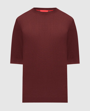 ISAIA Brown silk and cashmere T-shirt MG8442Y0535