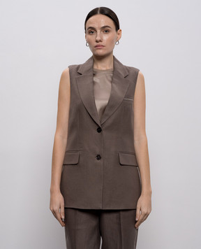 Peserico Brown linen vest A0303202606