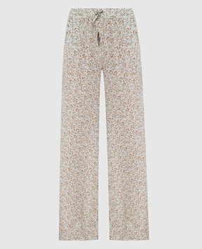 Ermanno Scervino White silk pants with floral print D482P374XWE