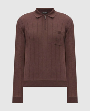 Stefano Ricci Brown wool and silk polo shirt K808106P32F26372
