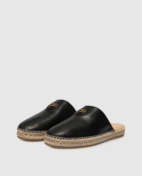 Valentino Black leather mules with logo 8Y2S0M69UDX