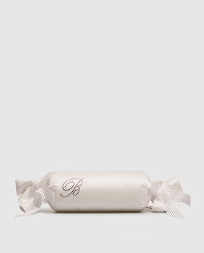 Blumarine Home White decorative neck pillow with crystals W0200250036