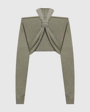 Balmain Green silk off-shoulder jumper GF0AP211KJ86