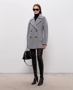 Toteme Gray double-breasted coat with wool 264WRO0341FB0804