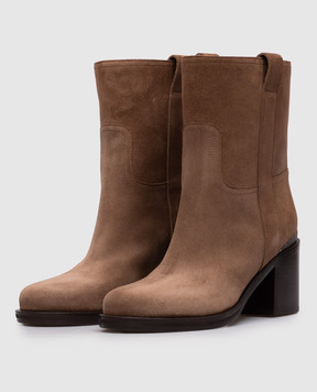 Brunello Cucinelli Brown suede ankle boots with monil chain MZSFC3358P