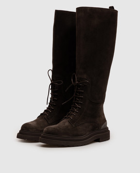 Brunello Cucinelli Brown suede boots with monil chain MZSFG3410