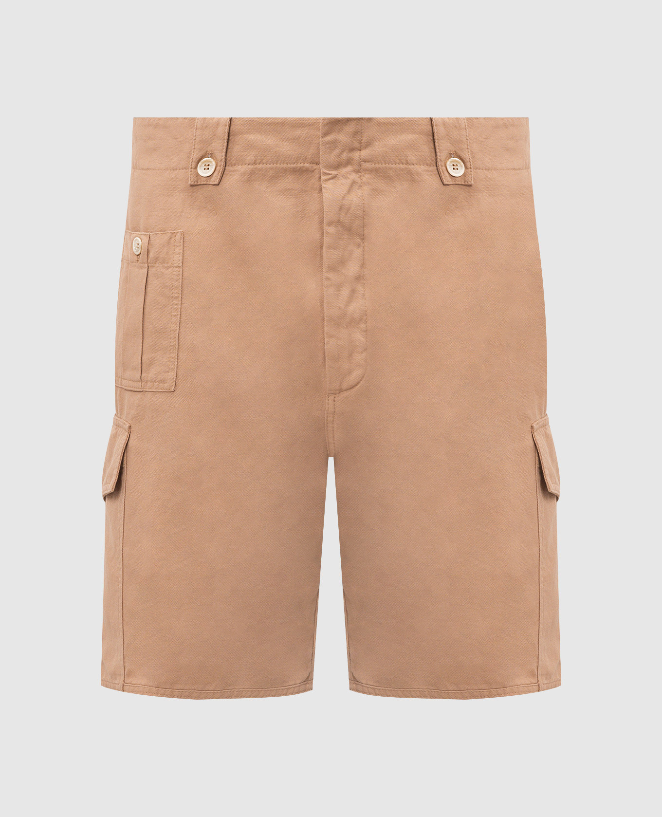 Brown linen cargo shorts