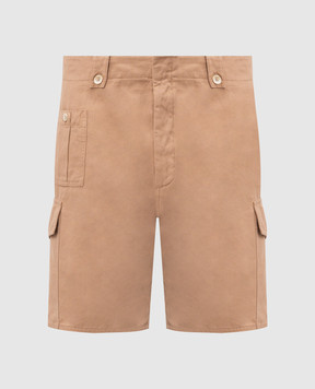 Brunello Cucinelli Brown linen cargo shorts MP44DU0075