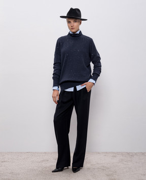 Brunello Cucinelli Blue cashmere and silk sequined sweater M73539914