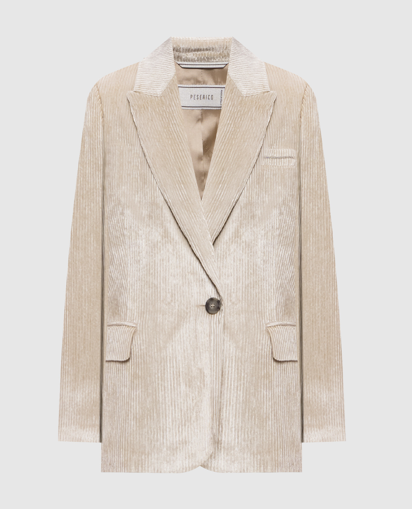 Beige corduroy jacket with monil chain