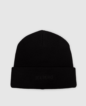 Iceberg Black wool hat with logo embroidery 30409005