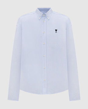 Ami Paris Blue shirt with embroidery USH878CO0031m