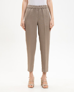 Peserico Beige linen pants with monil chain A0407206668