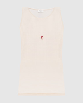 Saint Laurent Beige Cassandre wool top 752721YBMV2
