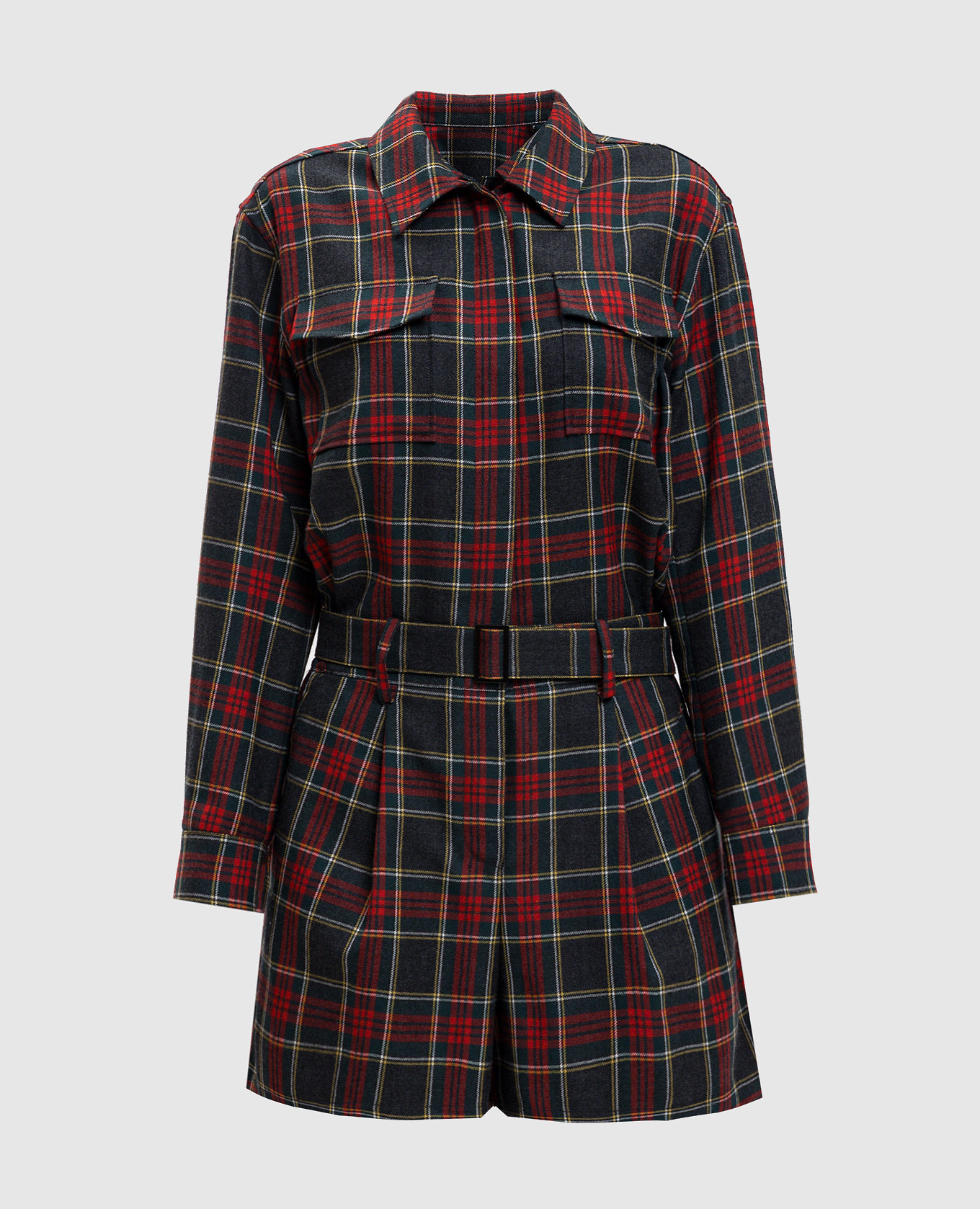 

Gray checked wool jumpsuit Juun.j, Grey